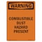 Signmission OSHA WARNING Sign, Combustible Dust Hazard Present, 10in X 7in Decal, 7" W, 10" L, Portrait OS-WS-D-710-V-13034 - alternate 1